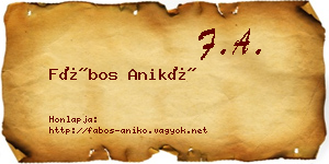 Fábos Anikó névjegykártya